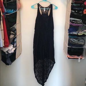 Navy Lacey high low dress